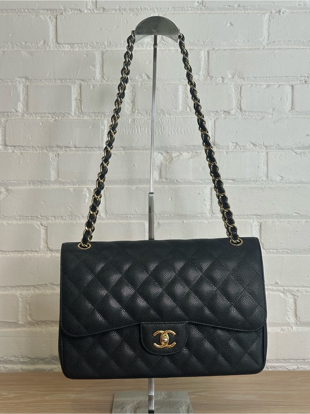 Chanel Jumbo Classic, Caviar leather, Gold hardware, Black